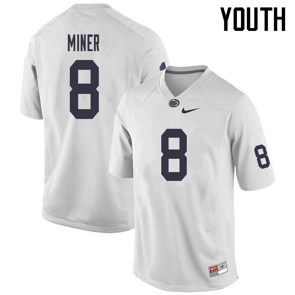 Youth #8 Jordan Miner Penn State Nittany Lions College Football Jerseys Sale-White - Click Image to Close